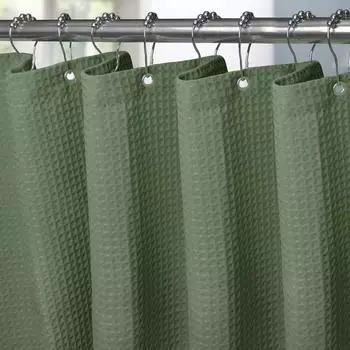 LuxusKollektion Duschvorhang Waffelstoff grün 152x182cm (Textil)