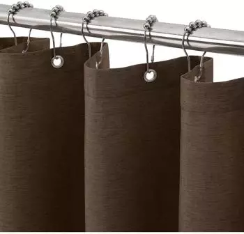 LuxusKollektion Duschvorhang Leinenoptik 92x182cm braun, wasserdicht, mit Metallringen