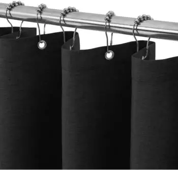 LuxusKollektion Duschvorhang Leinenoptik 92x182cm schwarz mit Metallringen