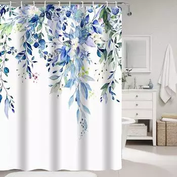 LuxusKollektion Duschvorhang Textil 200x240cm blau, wasserdicht, Anti-Schimmel