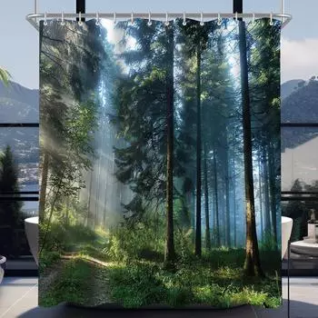 LuxusKollektion Duschvorhang "Wald Dschungel" 120x180cm, Polyester, wasserabweisend