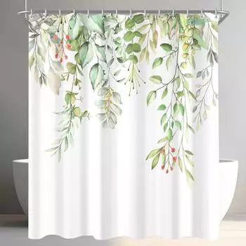 LuxusKollektion Duschvorhang "Klare Blätter" 180x200cm, wasserabweisend, antischimmel
