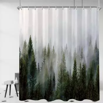 LuxusKollektion Duschvorhang Nebelwald 120x200cm, wasserabweisend, antischimmel