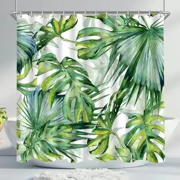 LuxusKollektion Duschvorhang gr&uuml;ne Bl&auml;tter, Antischimmel, 120x200cm