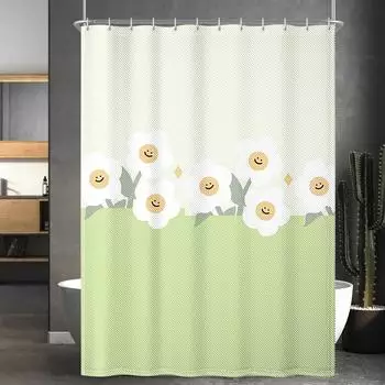 LuxusKollektion Duschvorhang "Gr&uuml;nes L&auml;cheln" 180x200cm, Polyester, wasserabweisend