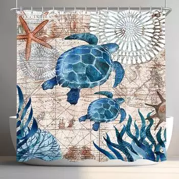 LuxusKollektion Duschvorhang Meeresschildkr&ouml;te, Polyester, 100x200cm