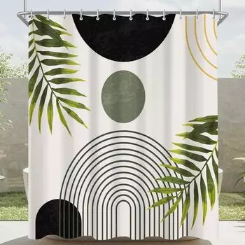 LuxusKollektion Duschvorhang Schwarz Bl&auml;tter, Polyester, 180x160cm
