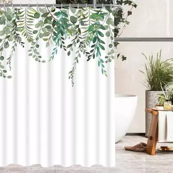 LuxusKollektion Duschvorhang Grün Blätter, 120x200cm, Polyester, wasserabweisend