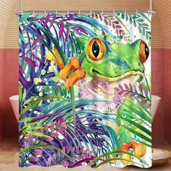 LuxusKollektion Duschvorhang Frosch-Motiv 180x200cm, wasserabweisend, Polyester