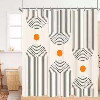 LuxusKollektion Duschvorhang geometrische Kurve 180x160cm, wasserabweisend, antischimmel