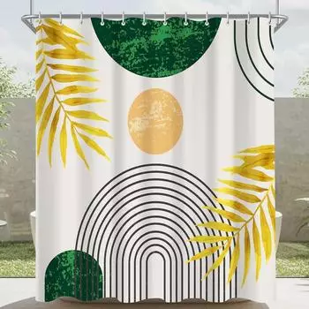 LuxusKollektion Duschvorhang Bl&auml;tter Linie dunkelgr&uuml;n 120x200cm