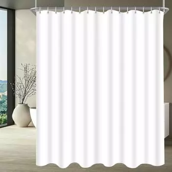 LuxusKollektion Duschvorhang 300x200cm Polyester, wasserabweisend, reinweiß