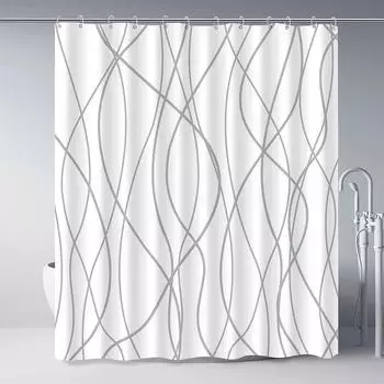 LuxusKollektion Duschvorhang 180x200cm, gestreift, wasserdicht, Textil