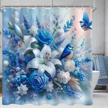LuxusKollektion Duschvorhang Blauer Vogel, Polyester, 240x200cm