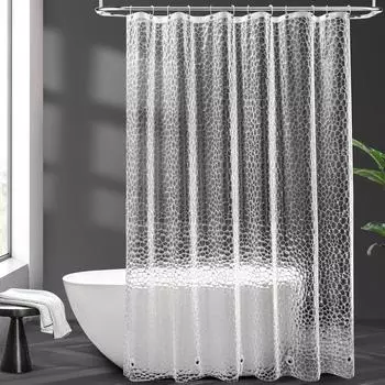 LuxusKollektion Duschvorhang transparent 180x200cm Hexagon-Muster, magnetisch, antischimmel