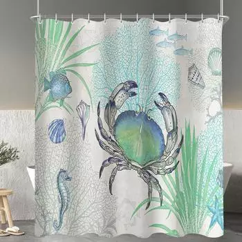 LuxusKollektion Duschvorhang Krabbe-Motiv, wasserabweisend, 180x200cm