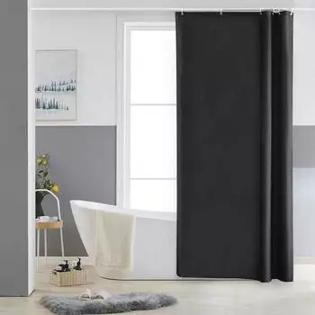 LuxusKollektion Duschvorhang Textil schwarz 90x180cm, wasserabweisend, schimmelresistent