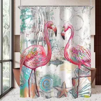 LuxusKollektion Duschvorhang Liebesvogel-Muster 180x200cm, wasserabweisend, Polyester