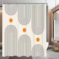 Duschvorhang 180x180cm Geometrische Curve Textil Antischimmel Waschbar