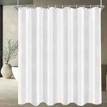 LuxusKollektion Duschvorhang 240x160cm reinwei&szlig;, Polyester, wasserabweisend, antischimmel