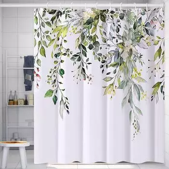 LuxusKollektion Duschvorhang Textil 180x180cm, gr&uuml;n, wasserdicht, Anti-Schimmel