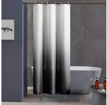 LuxusKollektion Duschvorhang Textil wei&szlig;-schwarz, Anti-Schimmel, wasserdicht, 100x200cm