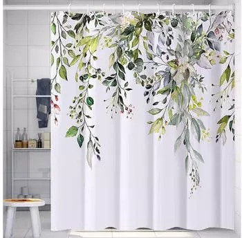LuxusKollektion Duschvorhang Textil 180x200cm, gr&uuml;n, wasserdicht, Anti-Schimmel