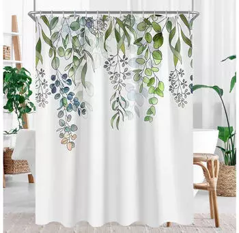 LuxusKollektion Duschvorhang gr&uuml;ne Bl&auml;tter, Polyester, 120x200cm