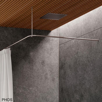 Phos Design Duschvorhangstange L-Form 100 x 100 cm zur Verschraubung
