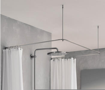 Phos Design Duschvorhangstange U-Form 100 x 100 x 100 cm zur Verschraubung