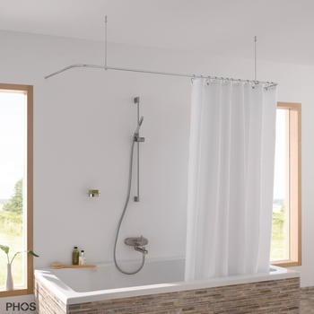 Phos Design Duschvorhangstange U-Form 70 x 170 x 70 cm