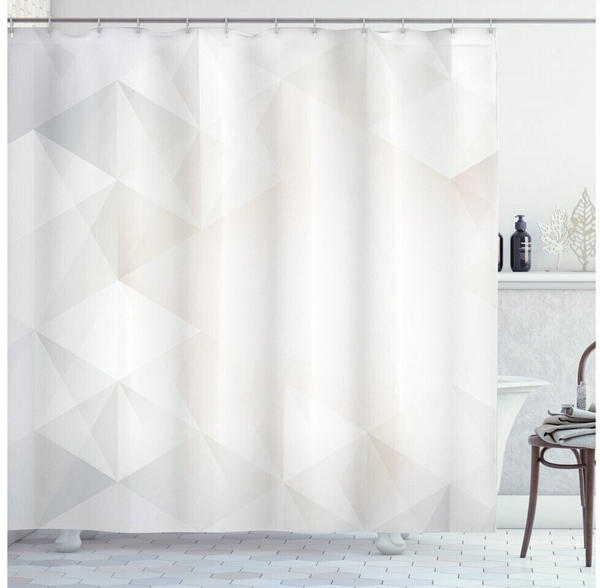 Abakuhaus Duschvorhang Moderner Digitaldruck mit 12 Haken auf Stoff 175 x 200 Grau und Weiß Polygon Moderne