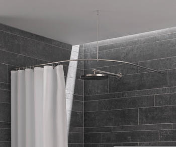 Phos Design Duschvorhangstange Viertelkreis mit 50 cm Bogenradius 80 x 80 cm