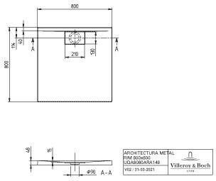 Villeroy & Boch Architectura 800 x 800 mm anthracite (UDA8080ARA148V-1S)