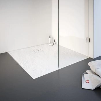 Schulte Duschwanne mit Steinstruktur 120x120cm Mineralguss alpinweiß