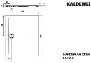 Kaldewei Superplan Zero 1540-5 1100 x 800 x 20 mm mit Wannenträger extraflach schwarz (354047983701)