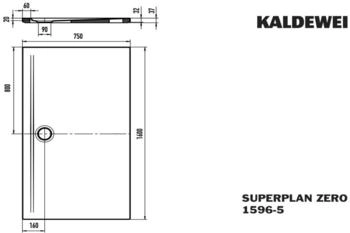 Kaldewei Superplan Zero 1596-5 1600 x 750 x 20 mm mit Wannenträger extraflach cool grey 90 (359647982667)