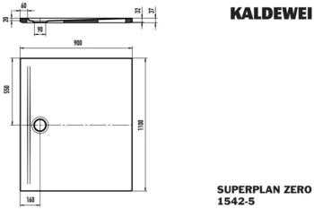 Kaldewei Superplan Zero 1542-5 1100 x 900 x 20 mm mit Wannenträger extraflach cool grey 90 (365047980667)