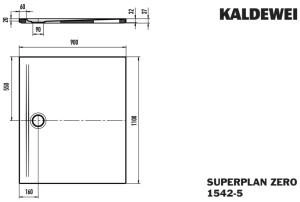 Kaldewei Superplan Zero 1542-5 1100 x 900 x 20 mm mit Wannenträger extraflach schwarz (365047983701)