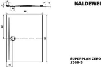 Kaldewei Superplan Zero 1568-5 1300 x 900 x 20 mm mit Wannenträger extraflach cool grey 30 (356847983663)