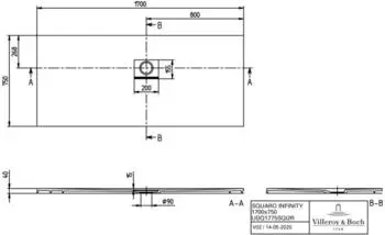 Villeroy & Boch Squaro Infinity Rechteck-Duschwanne 1700x750x40mm (UDQ1775SQI2RV-R8)