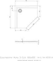 Hoesch Mineralguss-5-Eck-Duschwanne Muna 90x90x3cm, wei&szlig;, ohne Antirutsch