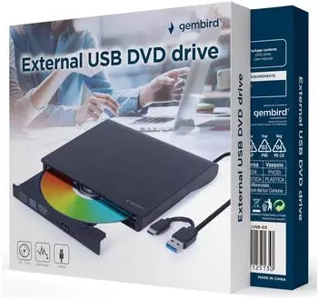 Gembird Externes DVD-Laufwerk slim USB-A & USB-C (DVD-USB-031)