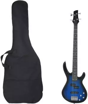 vidaXL E-Bass Komplettset f&uuml;r Anf&auml;nger, blau/schwarz, 4/4 46" (70182)