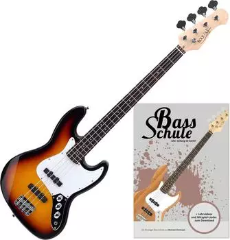 Rocktile Fatboy II Jazz-Style E-Bass Sunburst Set mit Schule (Fatboy II SB)
