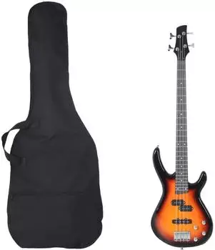 vidaXL E-Bass f&uuml;r Anf&auml;nger mit Tasche, braun/schwarz, 4/4, 46" (70183)
