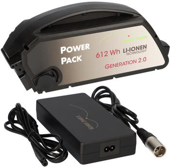 E-Bike-Vision Set E-Bike Akku Ersatzakku Power Pack 17 Ah 612 Wh 36V Bosch Classic Unterrohr + Ladegerät 4A