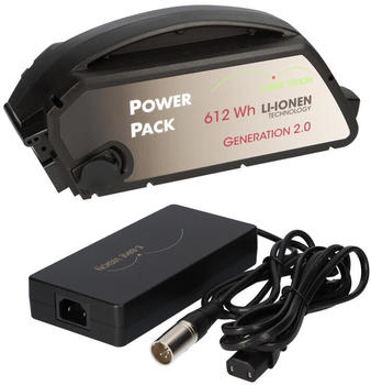 E-Bike-Vision Set E-Bike Akku Ersatzakku Power Pack 17 Ah 612 Wh 36V Bosch Classic Unterrohr + Ladegerät 6A