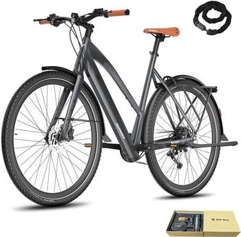 Fafrees E-bike 28 Zoll Damen Pedelec mit 9 Gang, Grau
