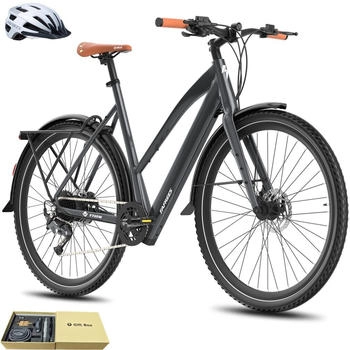 Fafrees Elektrofahrrad MTB 28 Zoll Damen Pedelec mit 9 Gang, Grau